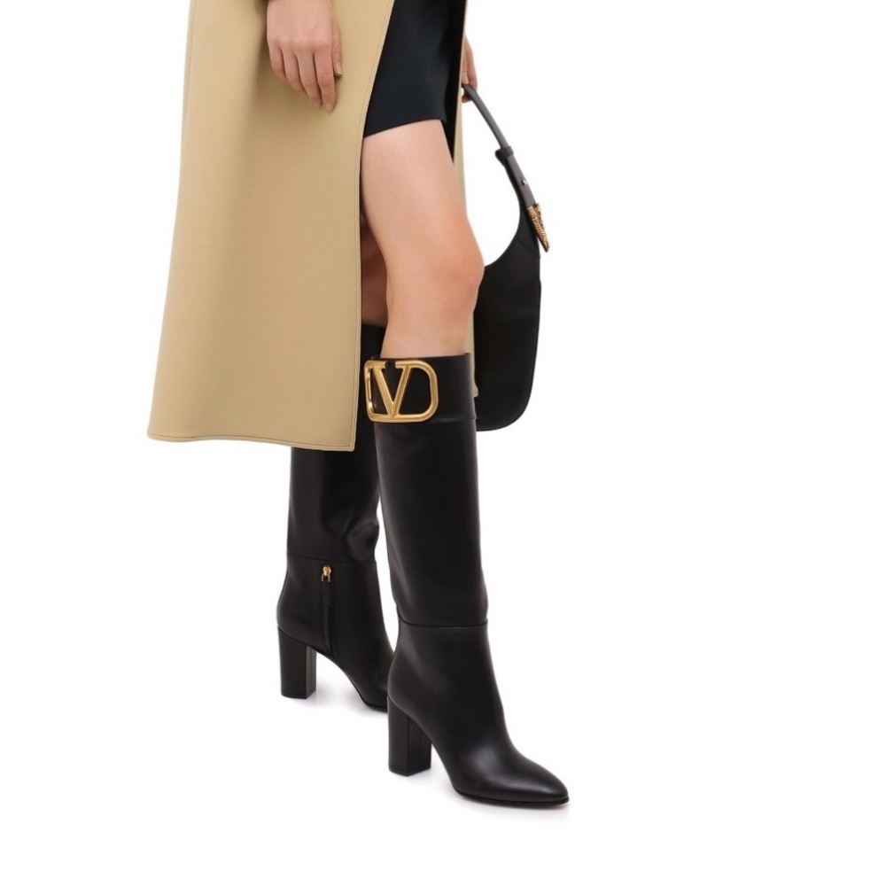 Valentino Garavani Black Boots with Gold Accent - Picture 2 of 7